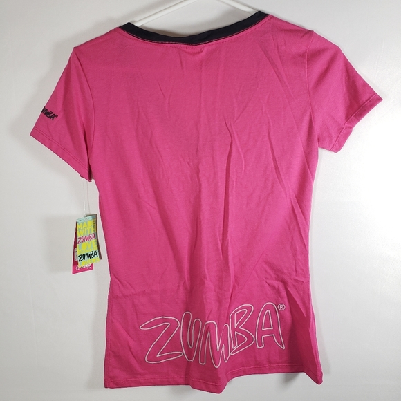 Zumba Fitness Pink V Neck T Shirt Size Small - Picture 2 of 4